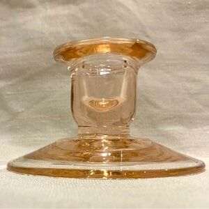 Vintage pink glass candlestick -depression glass style spring-summer table decor